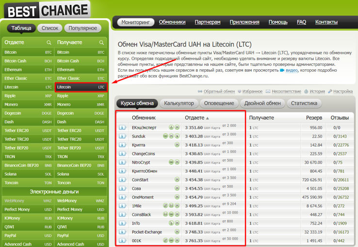Пополнение через Bestchange